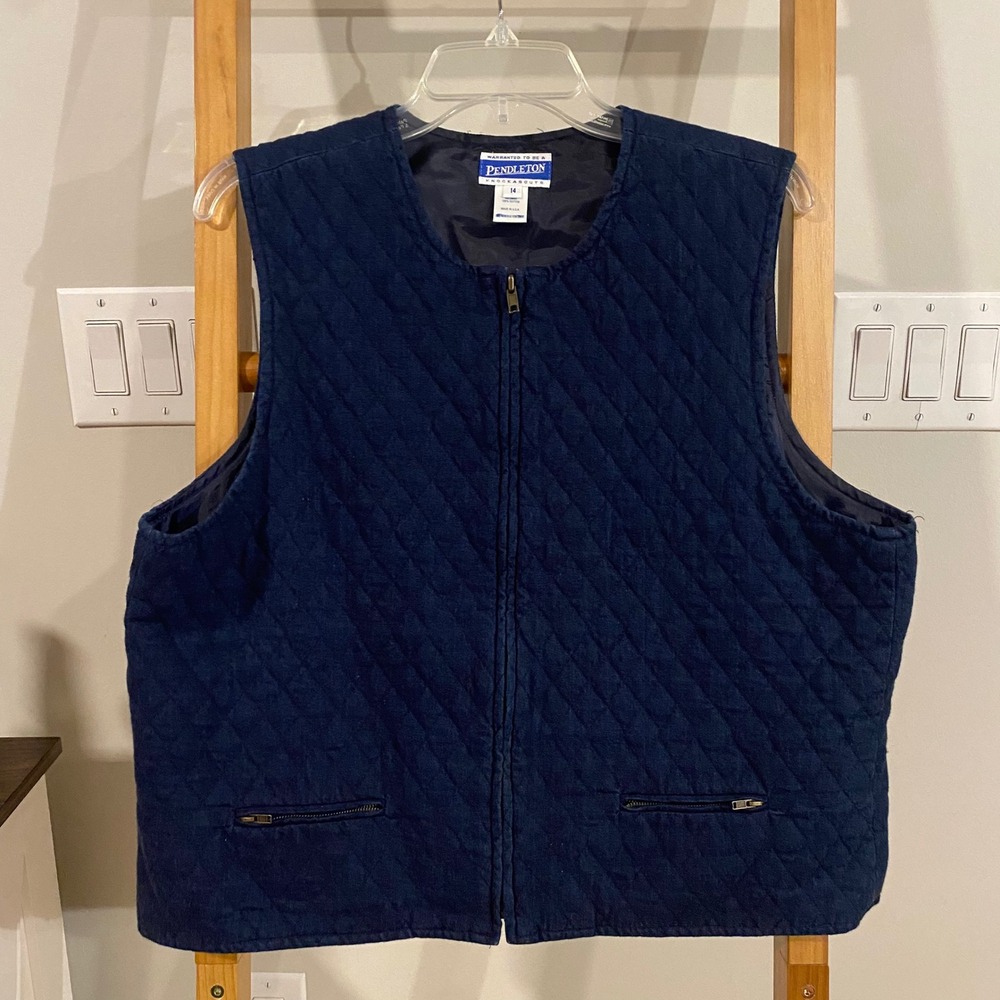 Pendleton Knockabouts Quilted Vest Navy Blue Cott… - image 2